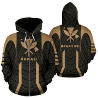 Hawaii Kanaka Polynesian Zip up Hoodie Gold Unisex Gold - Polynesian Pride