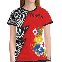 Tonga Pattern All Over T Shirt Tonga Coat of Arms Polynesian Tattoo - Polynesian Pride