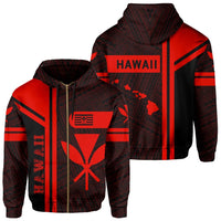 Kanaka Polynesian Zipper Hoodie Red Morale Style Unisex Red - Polynesian Pride