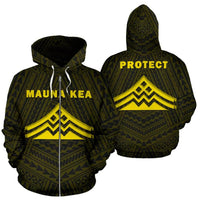 Hawaii Mauna Kea Polynesian Zip up Hoodie Yellow Unisex Yellow - Polynesian Pride