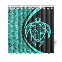 Hawaii Turtle Map Polynesian Shower Curtain - Turquoise - Circle Style - Polynesian Pride