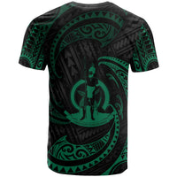 Vanuatu Polynesian All Over T Shirt Green Tribal Wave - Polynesian Pride