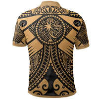 Chuuk Polo Shirt Gold Seal with Polynesian Tattoo - Polynesian Pride