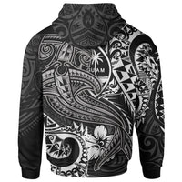 Guam Polynesian Zip up Hoodie White Shark Polynesian Tattoo - Polynesian Pride