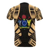 Cook Islands T Shirt Polynesian Coat of Arms Polynesian Tattoo Gold Style - Polynesian Pride