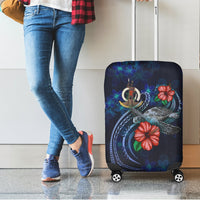 Vanuatu Polynesian Luggage Cover - Blue Turtle Hibiscus - Polynesian Pride
