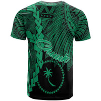 Chuuk Micronesia Custom T Shirt Tribal Wave Tattoo Green - Polynesian Pride