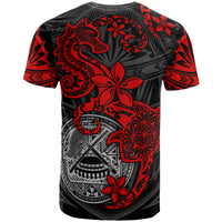 American Samoa Polynesian T Shirt Red Seahorse Turtle - Polynesian Pride