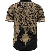 Marshall Islands Polynesian Baseball Shirt - Tribal Wave Tattoo Gold - Polynesian Pride