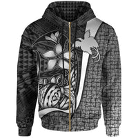 Papua New Guinea Polynesian Zip up Hoodie White Turtle with Hook Unisex WHITE - Polynesian Pride