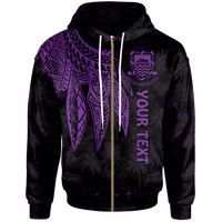 Tuvalu Custom Zip up Hoodie Polynesian Wings (Purple) Unisex Purple - Polynesian Pride