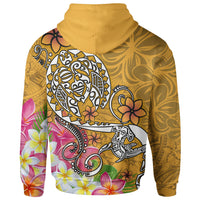 Polynesian Hoodie Turtle Plumeria Gold Color - Polynesian Pride