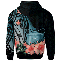 Tokelau Custom Hoodie Turquoise Polynesian Hibiscus Pattern Style - Polynesian Pride