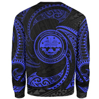 Federated States Of Micronesia Polynesian Custom Personalised Sweater - Blue Tribal Wave - Polynesian Pride