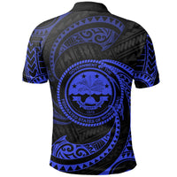 Federated States of Micronesia Custom Polo Shirt Blue Tribal Wave - Polynesian Pride