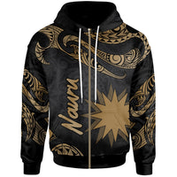 Nauru Polynesian Zip Hoodie Polynesian Tattoo Gold Version Unisex Gold - Polynesian Pride