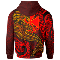 Polynesian Wallis and Futuna Zip up Hoodie Red Shark Polynesian Tattoo - Polynesian Pride