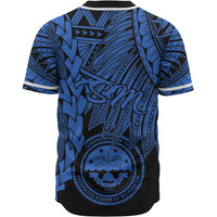 Federated States Of Micronesia Polynesian Baseball Shirt - Tribal Wave Tattoo Blue - Polynesian Pride