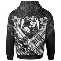 Tonga Custom Polynesian Zip up Hoodie Tonga White Seal Camisole Hibiscus Style - Polynesian Pride