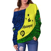 Malampa Province Off Shoulder Sweater Vanuatu Pattern LT13 - Polynesian Pride