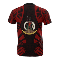 Vanuatu T Shirt Vanuatuan Coat of Arms Polynesian Tattoo Red Style - Polynesian Pride