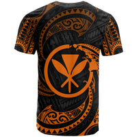Hawaii Polynesian All Over T Shirt Orange Tribal Wave - Polynesian Pride