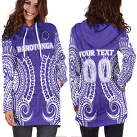 (Custom Personalised) Cook Islands Rarotonga Hoodie Dress - Purple Tribal Pattern - LT12 - Polynesian Pride