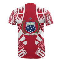 Samoa T Shirt Samoan Coat of Arms Polynesian Tattoo Red Style - Polynesian Pride