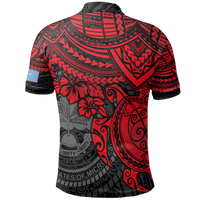 Federated States of Micronesia Polo Shirt Federated States of Micronesia Flag Seal Red Turtle Hiciscus - Polynesian Pride