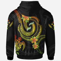 Kosrae Custom Zip up Hoodie Reggae Plumeria Flowers with Spiral Patterns - Polynesian Pride