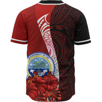 Federated States Of Micronesia Polynesian Custom Personalised Baseball Shirt - Coat Of Arm With Hibiscus - Polynesian Pride