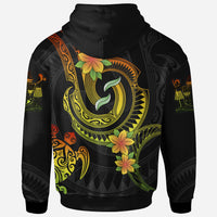 Fiji Custom Hoodie Reggae Plumeria Flowers with Spiral Patterns - Polynesian Pride