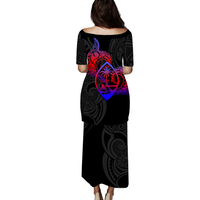 Valentine Day Guam Couple Puletasi Dress Heart Tribal - LT12 - Polynesian Pride