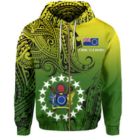Cook Islands Patterns With Coat of Arms Zip up Hoodie LT20 Unisex Green - Polynesian Pride