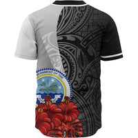 Federated States Of Micronesia Polynesian Baseball Shirt - Coat Of Arm With Hibiscus White - Polynesian Pride