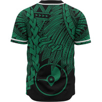 Yap Polynesian Baseball Shirt - Tribal Wave Tattoo Green - Polynesian Pride