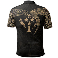 Kosrae Micronesian Polo Shirt Gold Heart Shield - Polynesian Pride