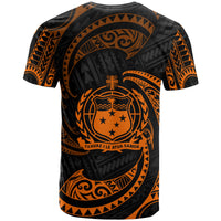 Samoa Polynesian Custom T Shirt Orange Tribal Wave - Polynesian Pride