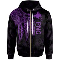 Papua New Guinea Zip up Hoodie Polynesian Wings (Purple) Unisex Purple - Polynesian Pride