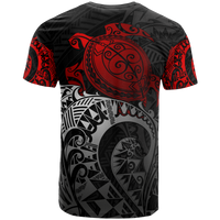 Hawaii T Shirt Polynesian Kanaka Maoli Red Turtle Tattoo - Polynesian Pride