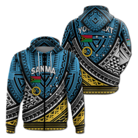 Custom Vanuatu Sanma Province Tribal Pattern Hoodie LT12 Zip Hoodie Blue - Polynesian Pride