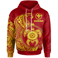Hawaii Polynesian Hoodie Vintage Polynesian Turtle (Red) Unisex Red - Polynesian Pride