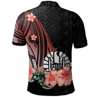 Tahiti Polo Shirt Red Polynesian Hibiscus Pattern Style - Polynesian Pride