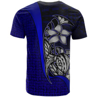 Polynesian Custom T Shirt Blue Turtle with Hook - Polynesian Pride