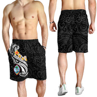 Guam Men's Short - Guam Seal Polynesian Patterns Plumeria (Black) - Polynesian Pride