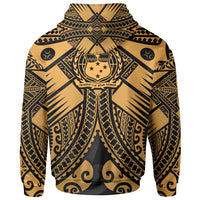 Samoa Polynesian Zip up Hoodie Samoa Gold Seal with Polynesian Tattoo - Polynesian Pride