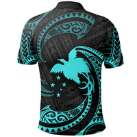 Papua New Guinea Polynesian Custom Polo Shirt Neon Blue Tribal Wave - Polynesian Pride