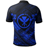Hawaii Custom Polo Shirt Blue Kanaka Maoli Polynesian Patterns - Polynesian Pride