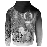 Vanuatu Custom Hoodie Humpback Whale with Tropical Flowers (White) - Polynesian Pride