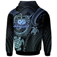 Samoa Custom Zip up Hoodie Blue Turtle - Polynesian Pride